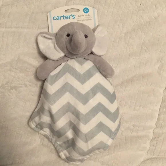 Carter s Toys New Carters Elephant Grey White Zigzag Plush Security Lovey 67258 27 Poshmark